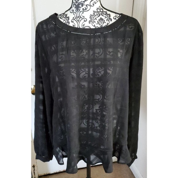 NWT Ann Taylor LOFT black sheer blouse - Picture 1 of 6